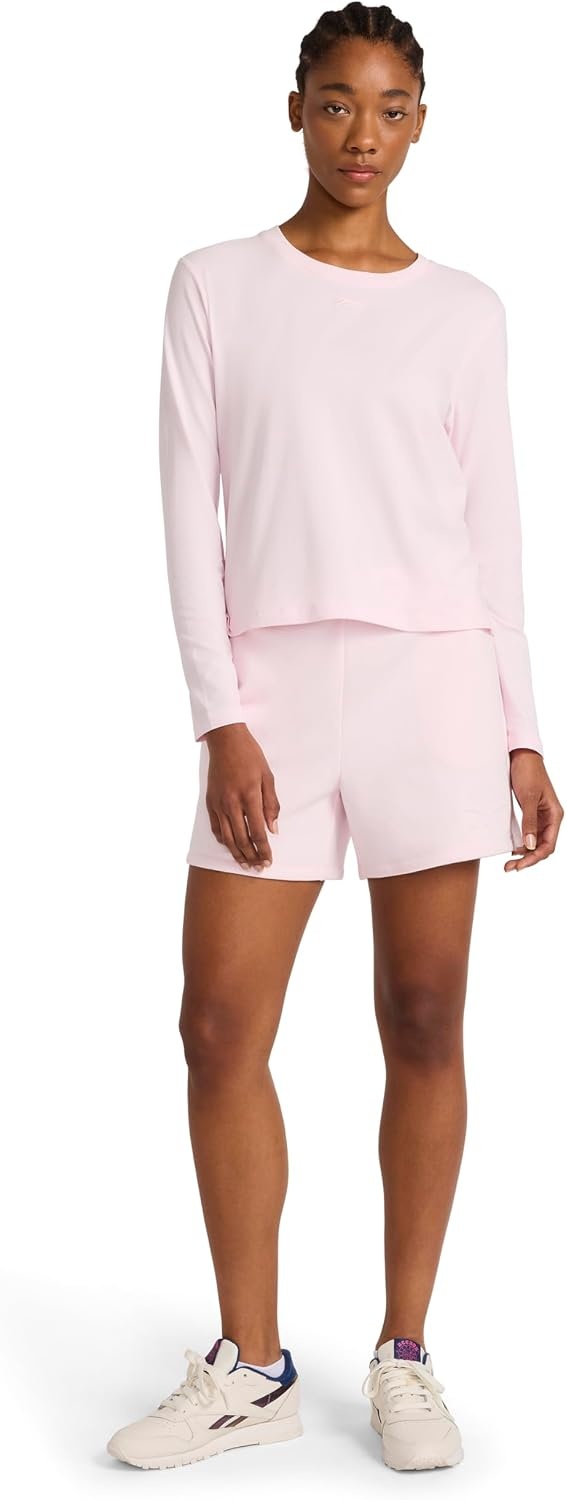 image:imageReebok Womens Campus 45 Short Standard Fit Midweight CottonPoly FabricFrosted Berry