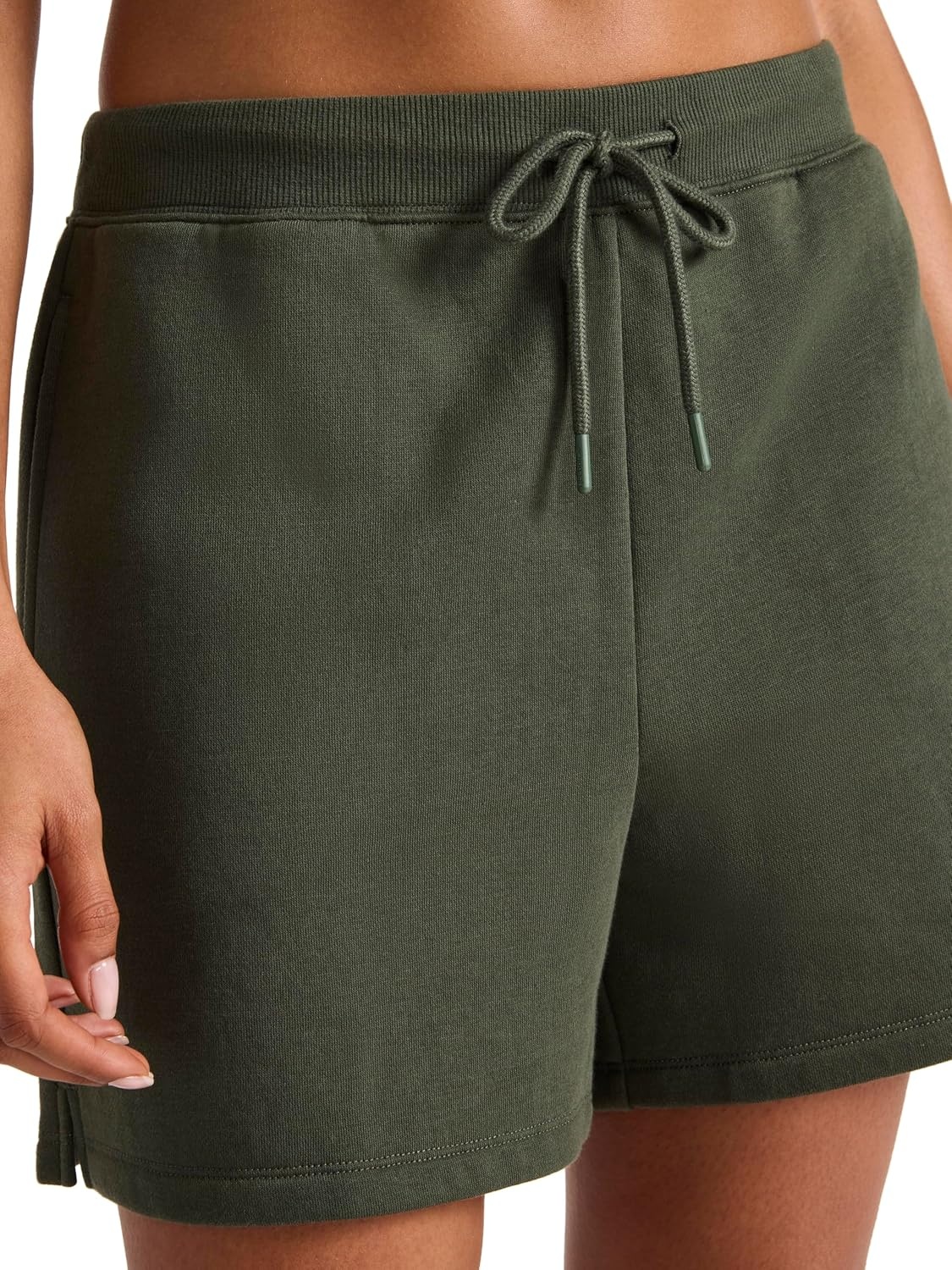 image:imageReebok Womens Campus 45 Short Standard Fit Midweight CottonPoly FabricGrit Green