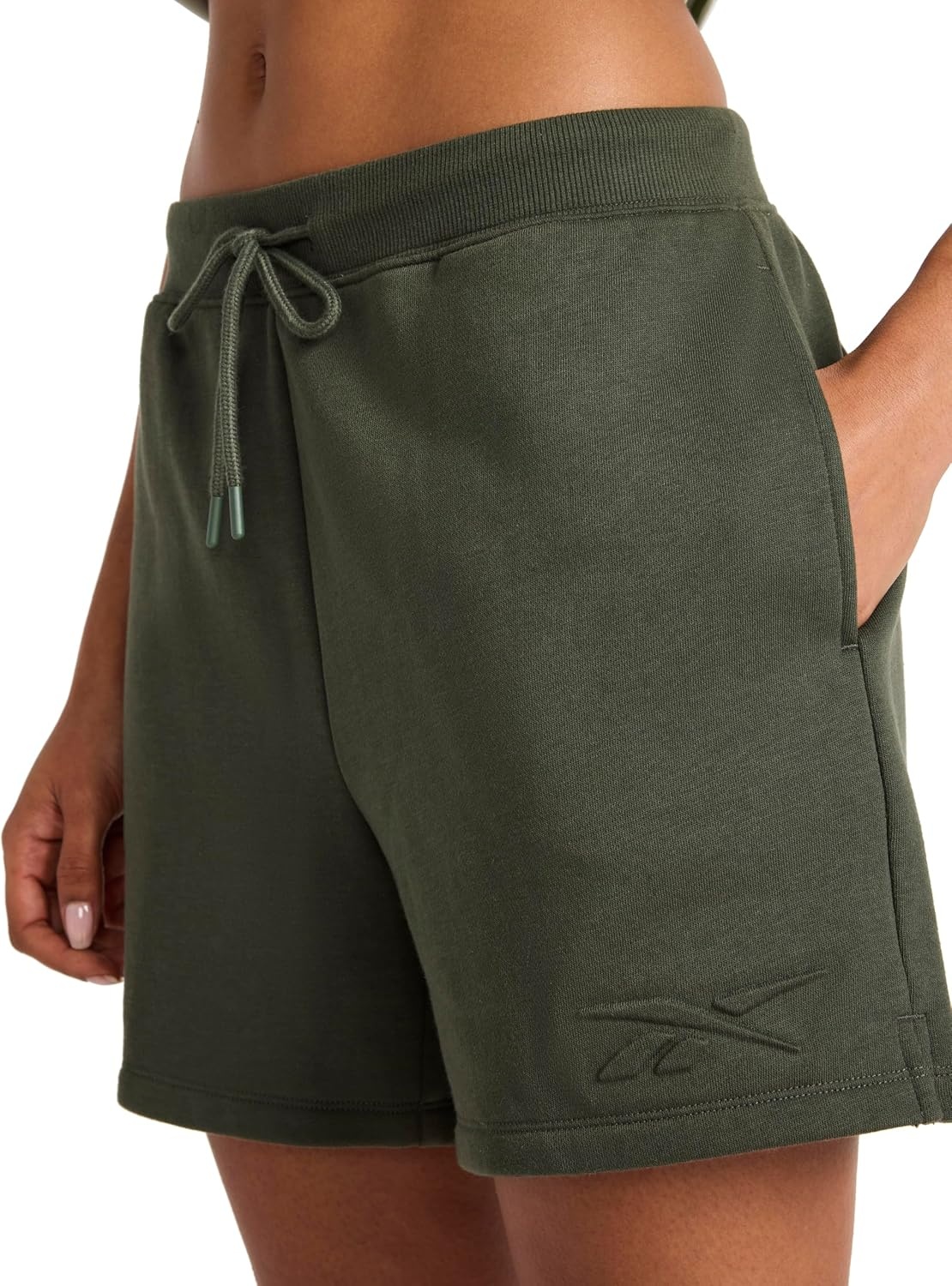 image:imageReebok Womens Campus 45 Short Standard Fit Midweight CottonPoly FabricGrit Green