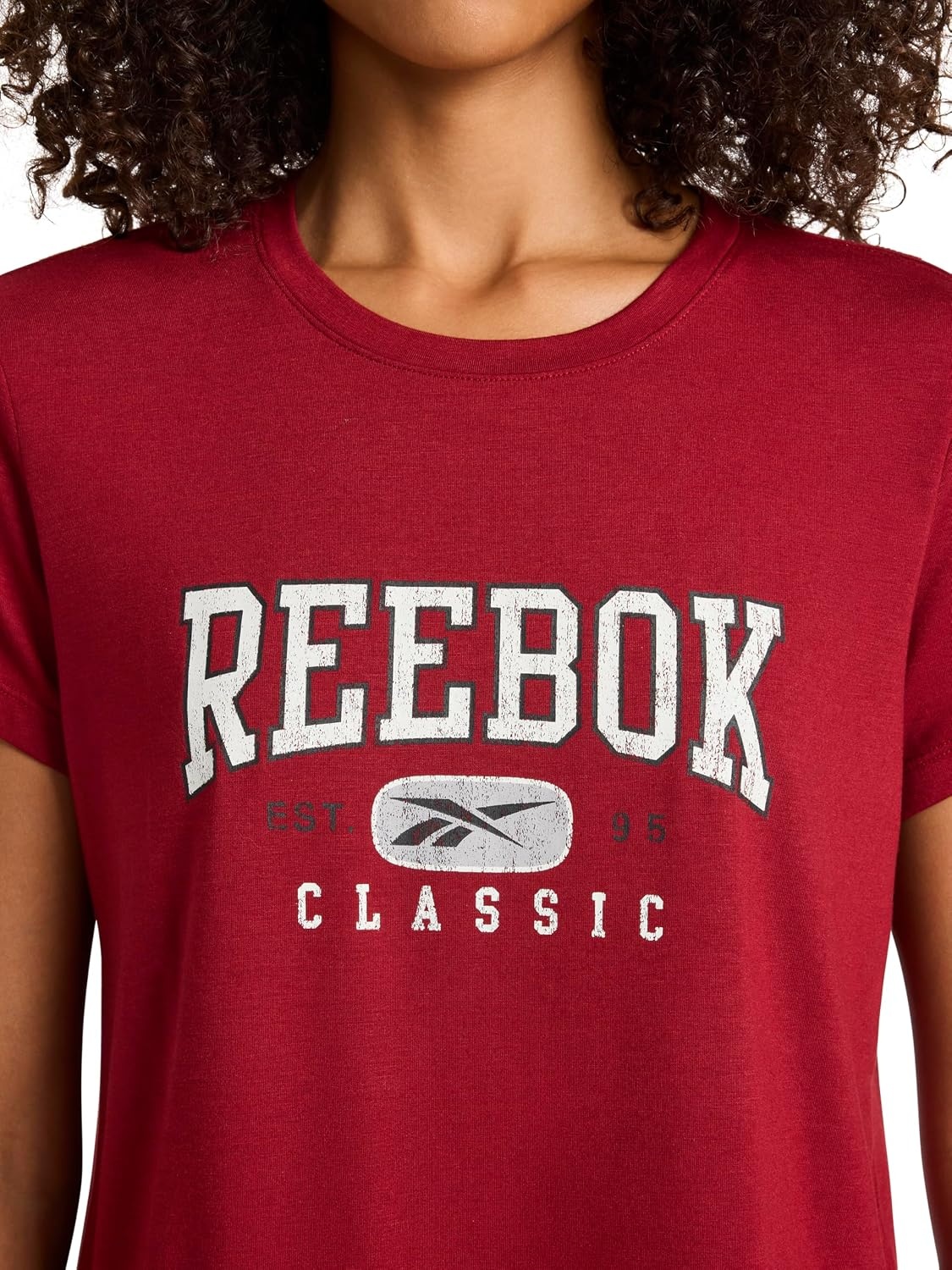 image:imageReebok Womens Classic Athletic Graphic Crewneck Cropped TShirtRetro Red