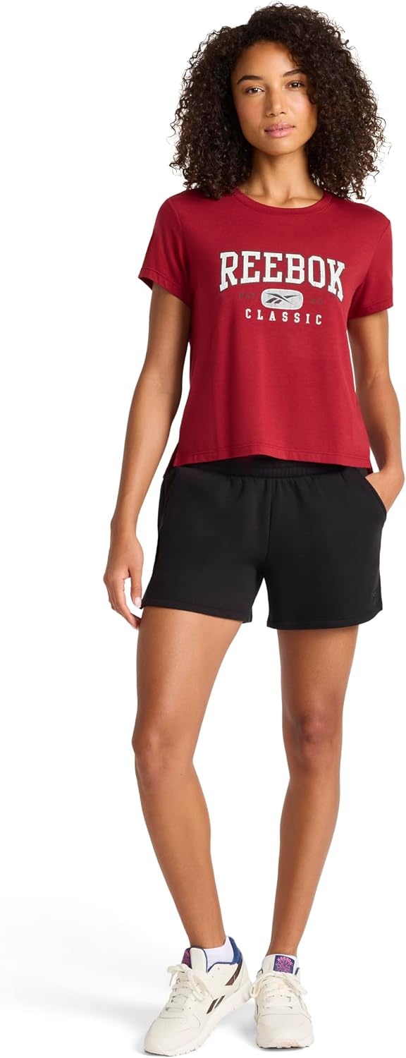 image:imageReebok Womens Classic Athletic Graphic Crewneck Cropped TShirtRetro Red