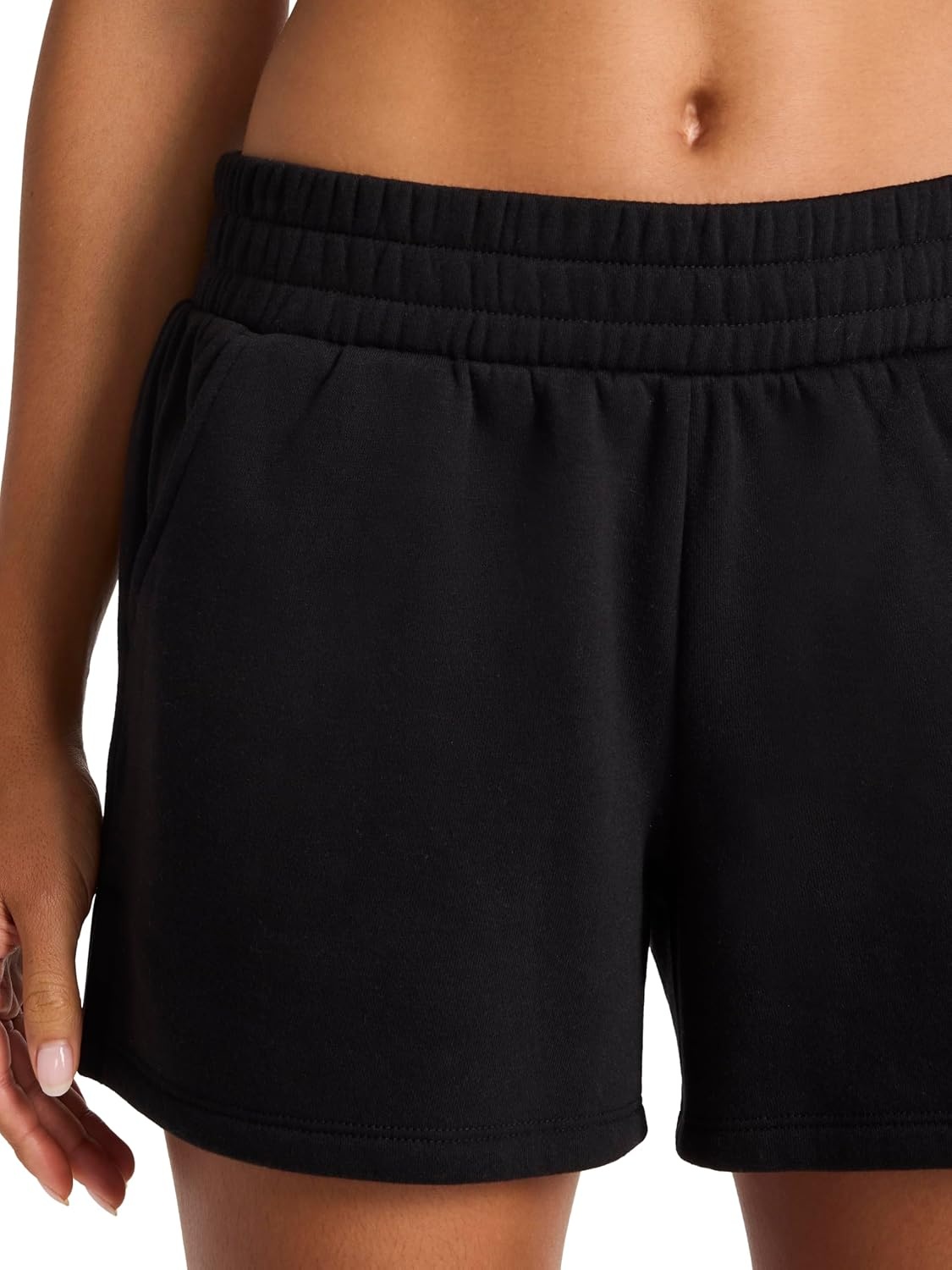 image:imageReebok Womens Classic Summer Sweat 45 Short Standard Fit Lightweight CottonPoly FabricBlack