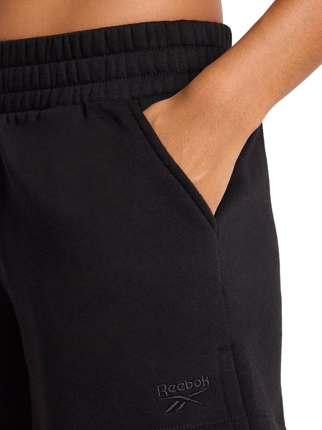 image:imageReebok Womens Classic Summer Sweat 45 Short Standard Fit Lightweight CottonPoly FabricBlack