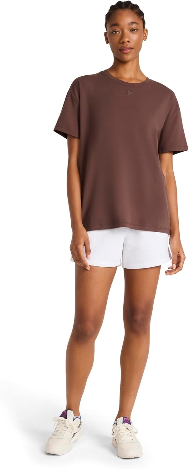 image:imageReebok Womens Classic Summer Sweat 45 Short Standard Fit Lightweight CottonPoly FabricEgret Heather