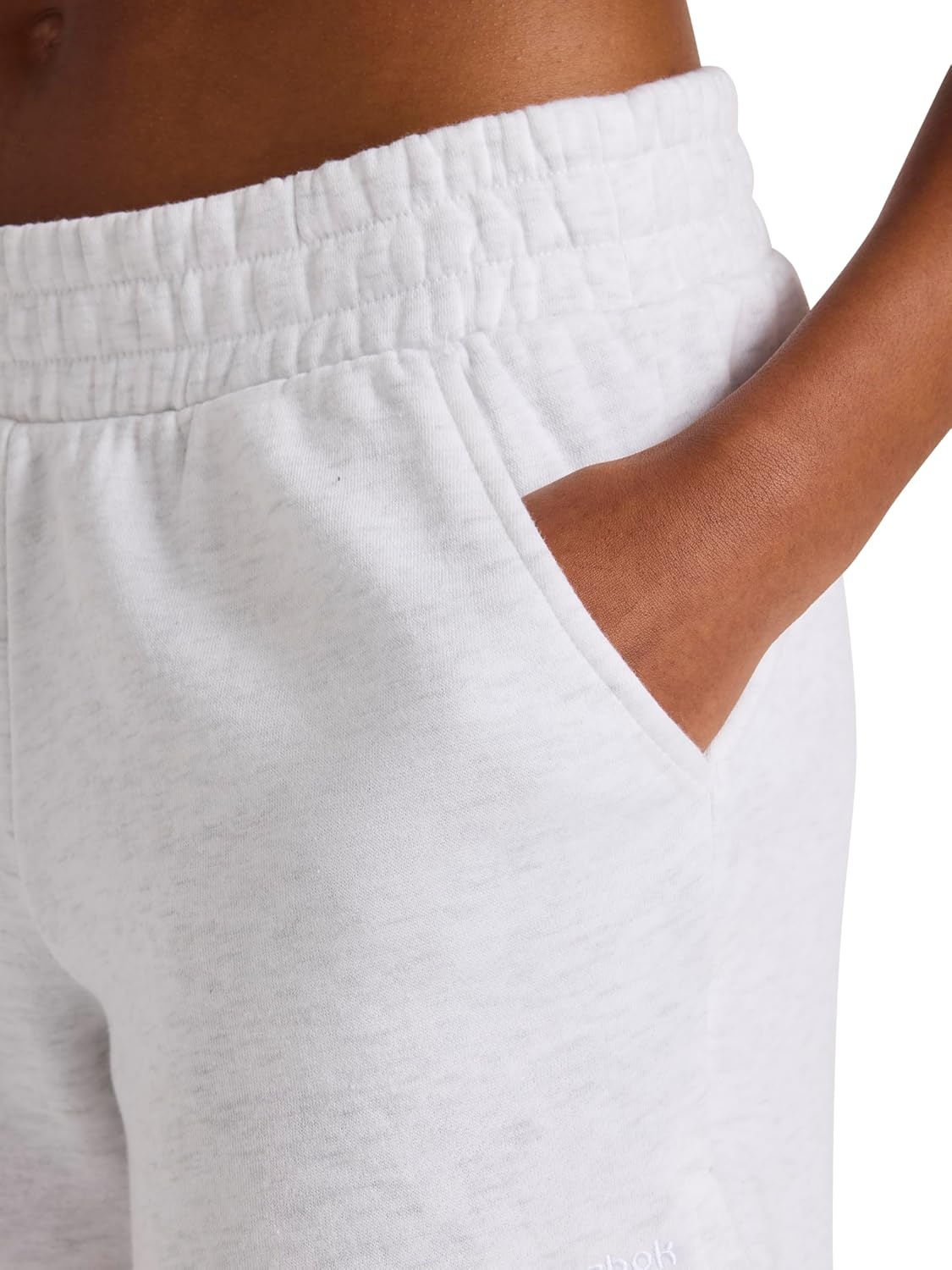 image:imageReebok Womens Classic Summer Sweat 45 Short Standard Fit Lightweight CottonPoly FabricEgret Heather