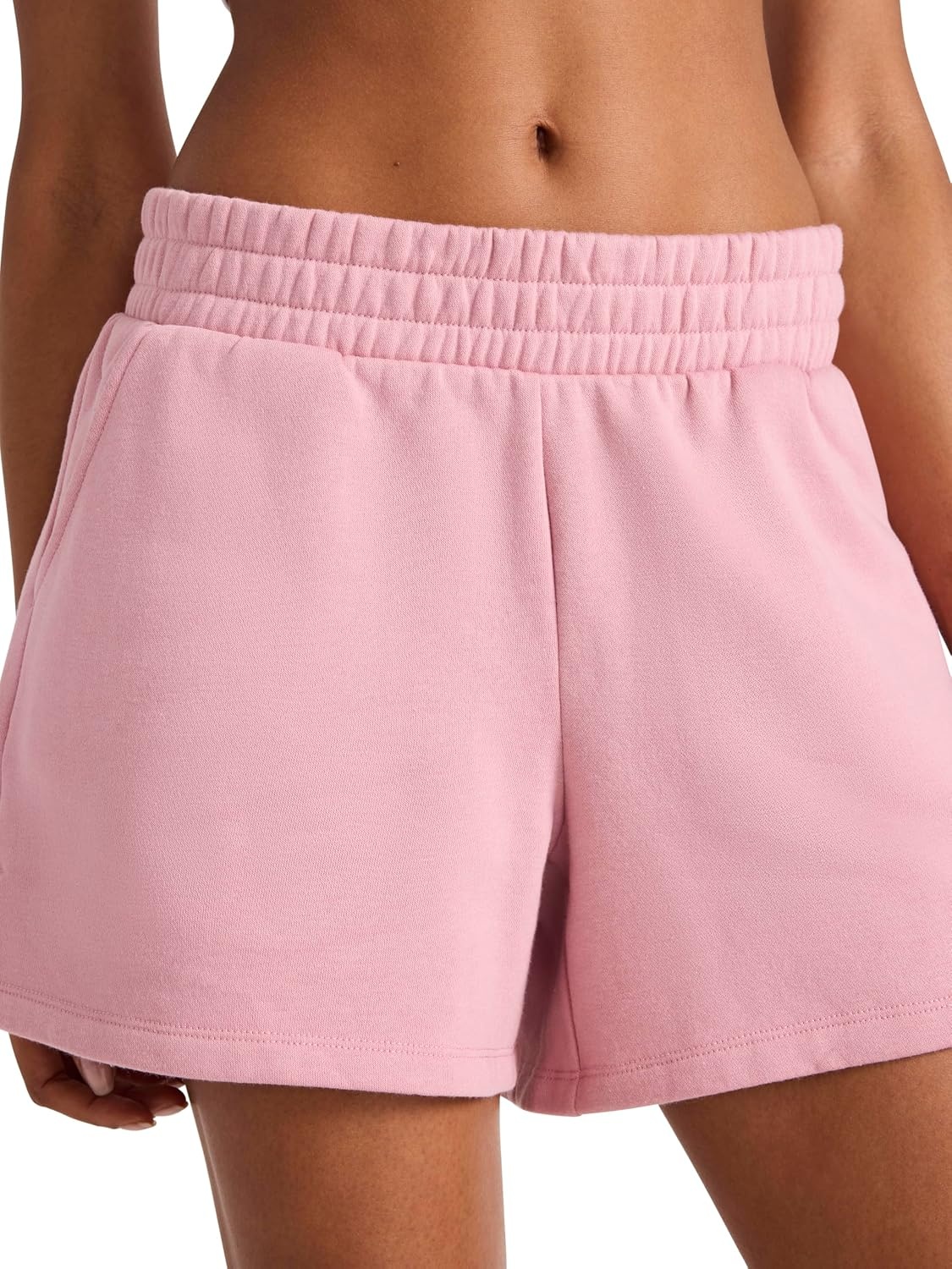 image:imageReebok Womens Classic Summer Sweat 45 Short Standard Fit Lightweight CottonPoly FabricVector Dusty Rose
