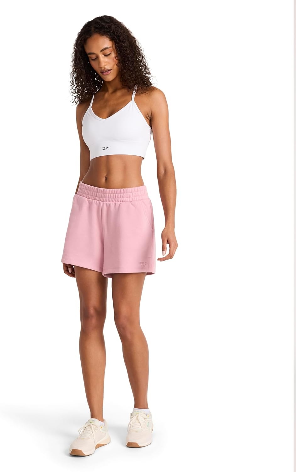 image:imageReebok Womens Classic Summer Sweat 45 Short Standard Fit Lightweight CottonPoly FabricVector Dusty Rose