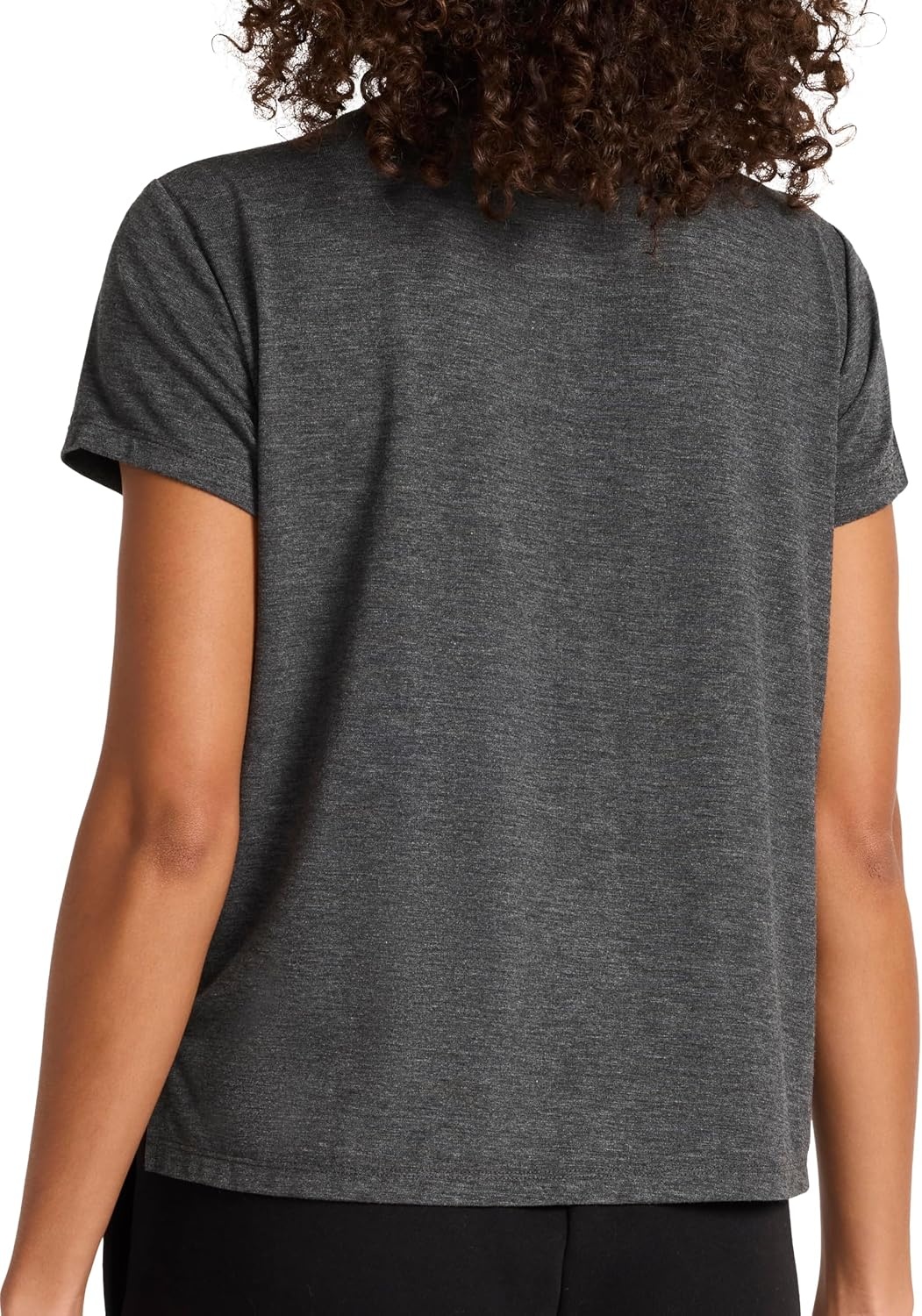 image:imageReebok Womens Crewneck TShirt Standard Fit Lightweight Stretch Poly Soft Jersey FabBlack Heather