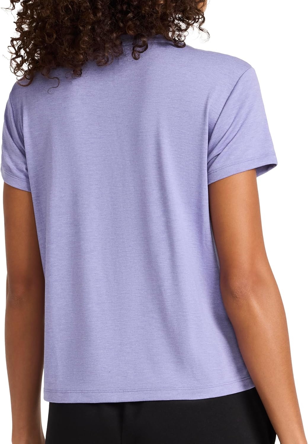 image:imageReebok Womens Crewneck TShirt Standard Fit Lightweight Stretch Poly Soft Jersey FabLavender Violet Heather