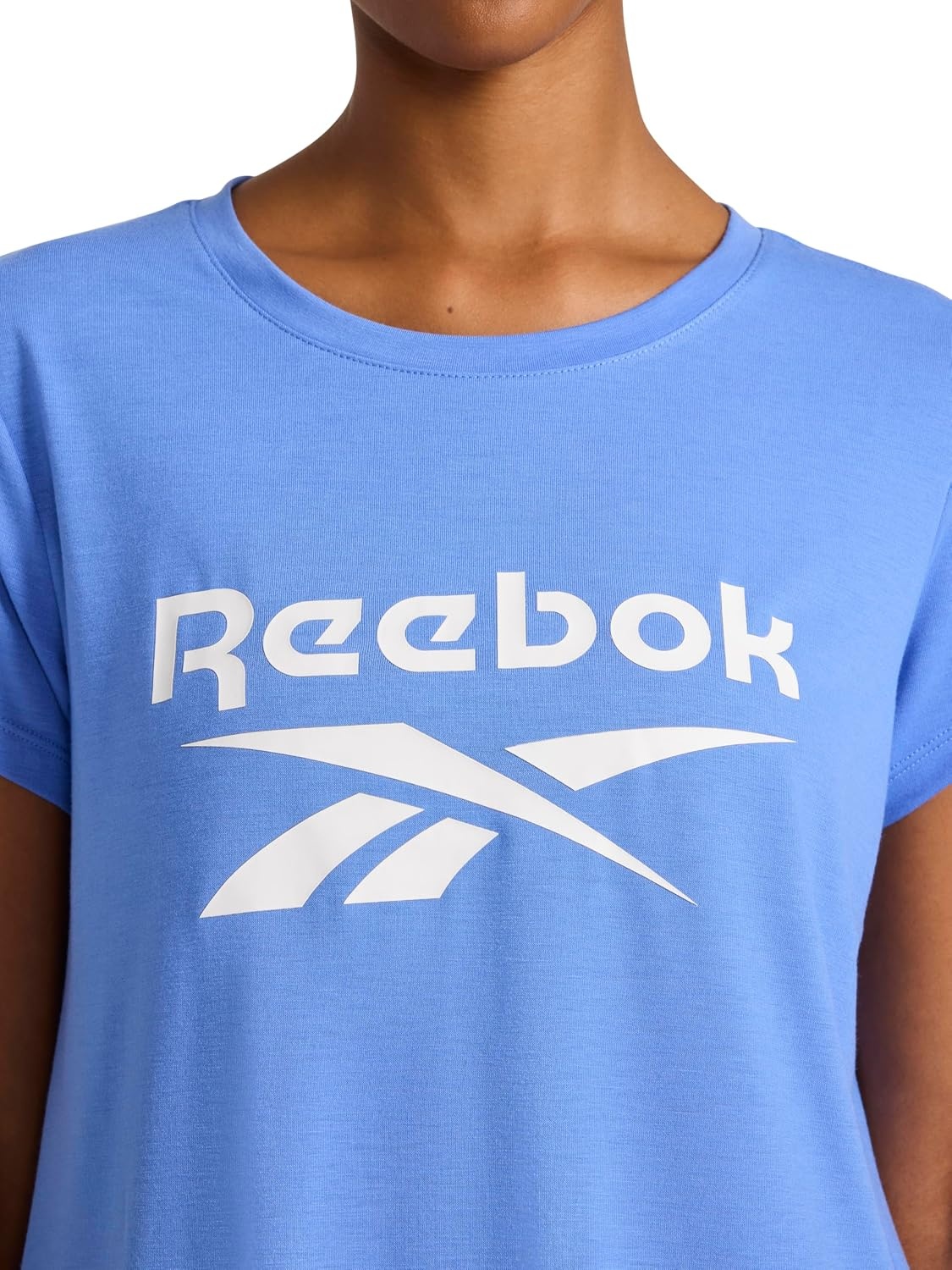 image:imageReebok Womens Crewneck TShirt Standard Fit Lightweight Stretch Poly Soft Jersey FabUltramarine