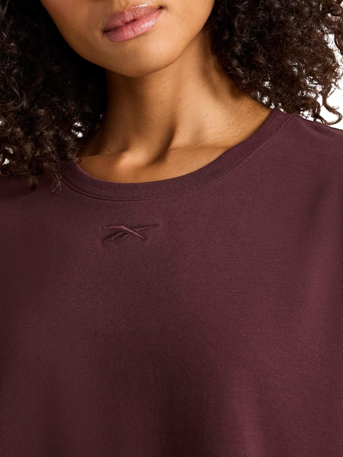 image:imageReebok Womens Embroidery Hit Graphic Crewneck TShirt Standard Fit Lightweight Stretch Cotton FabricFudge Standard