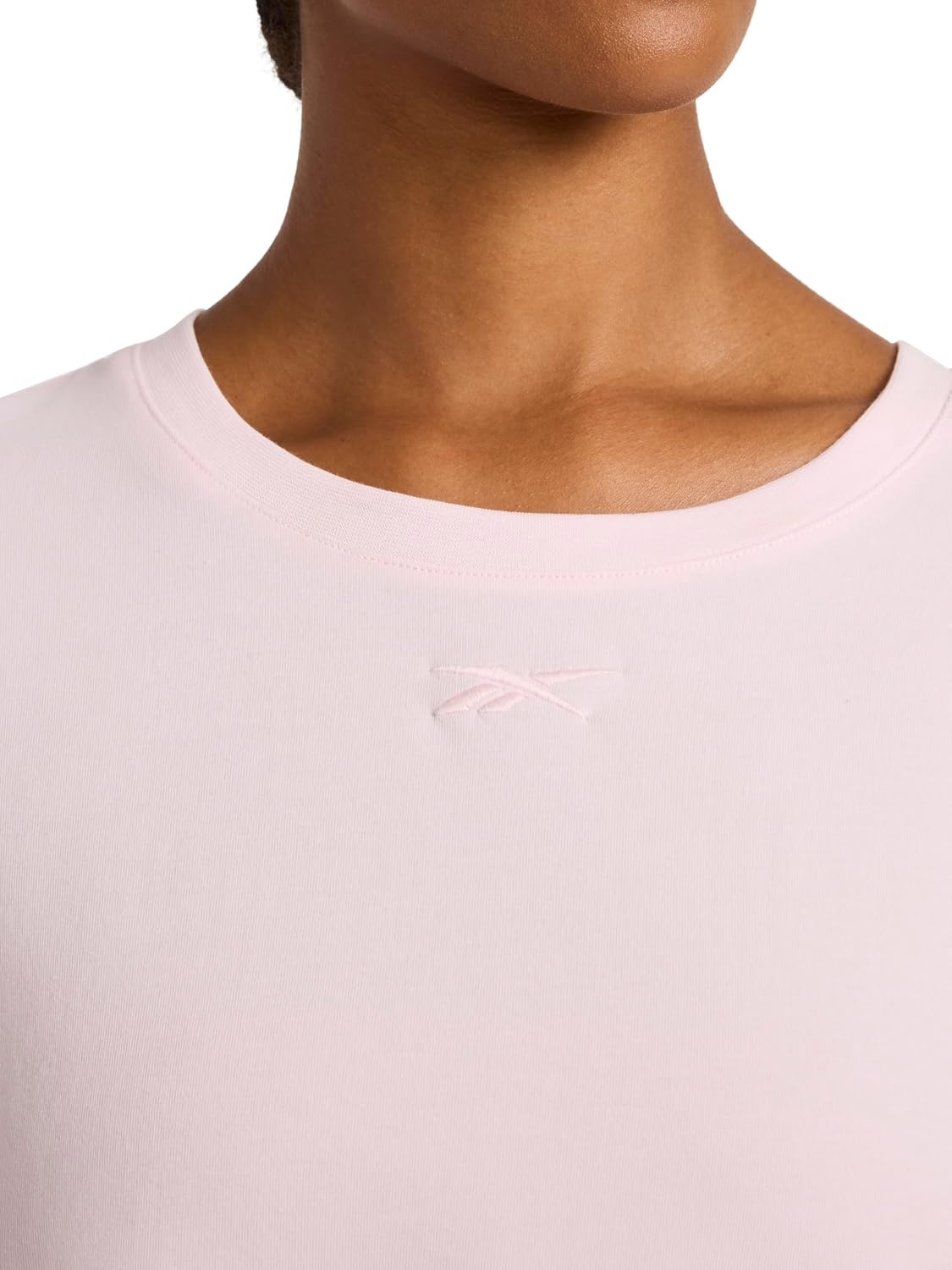 image:imageReebok Womens Embroidery Hit Long Sleeve Crewneck Top Standard Fit Lightweight Stretch Cotton FabricFrosted Berry