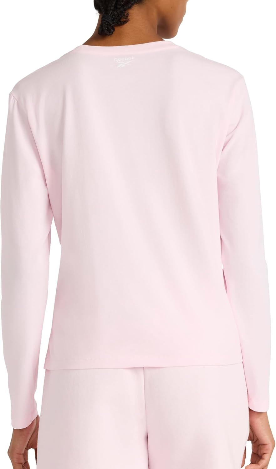 image:imageReebok Womens Embroidery Hit Long Sleeve Crewneck Top Standard Fit Lightweight Stretch Cotton FabricFrosted Berry