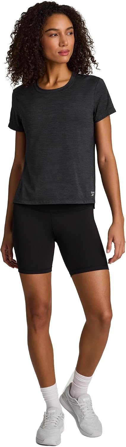 image:imageReebok Womens Flow Tshirt and 6 Short Set Slim Fit Moisture WickingBlack