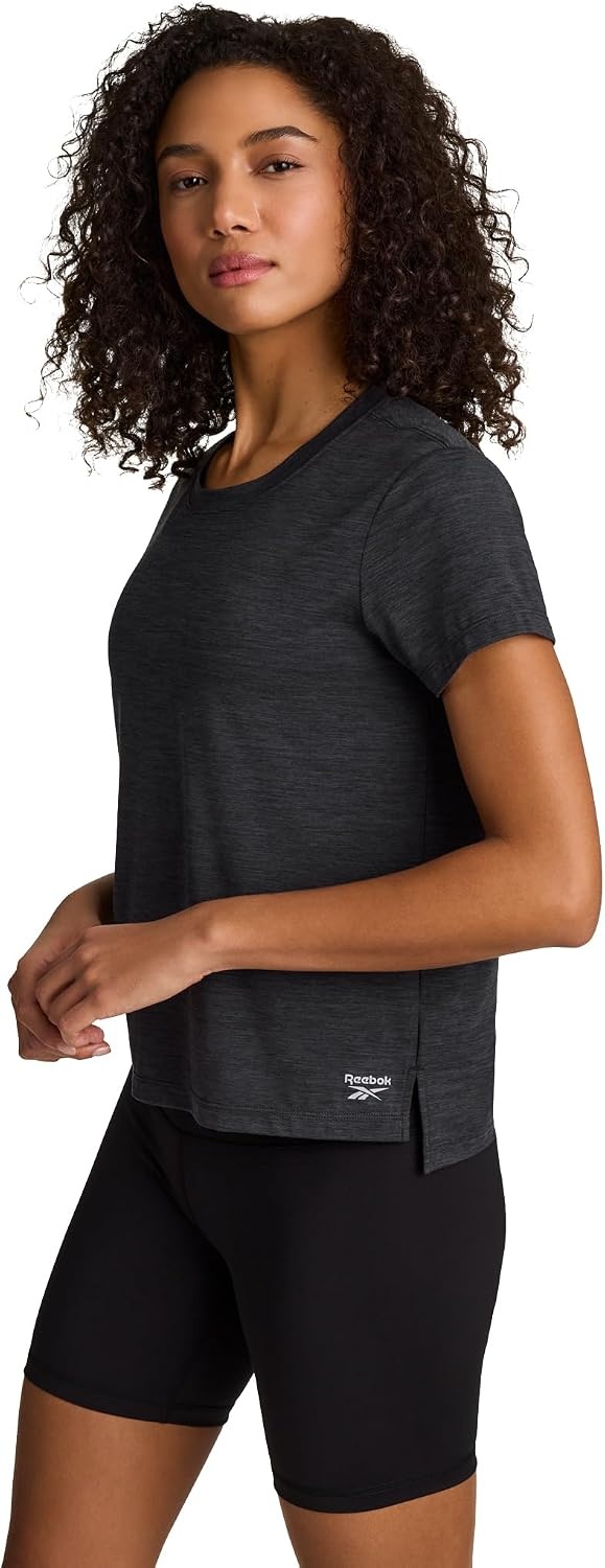 image:imageReebok Womens Flow Tshirt and 6 Short Set Slim Fit Moisture WickingBlack