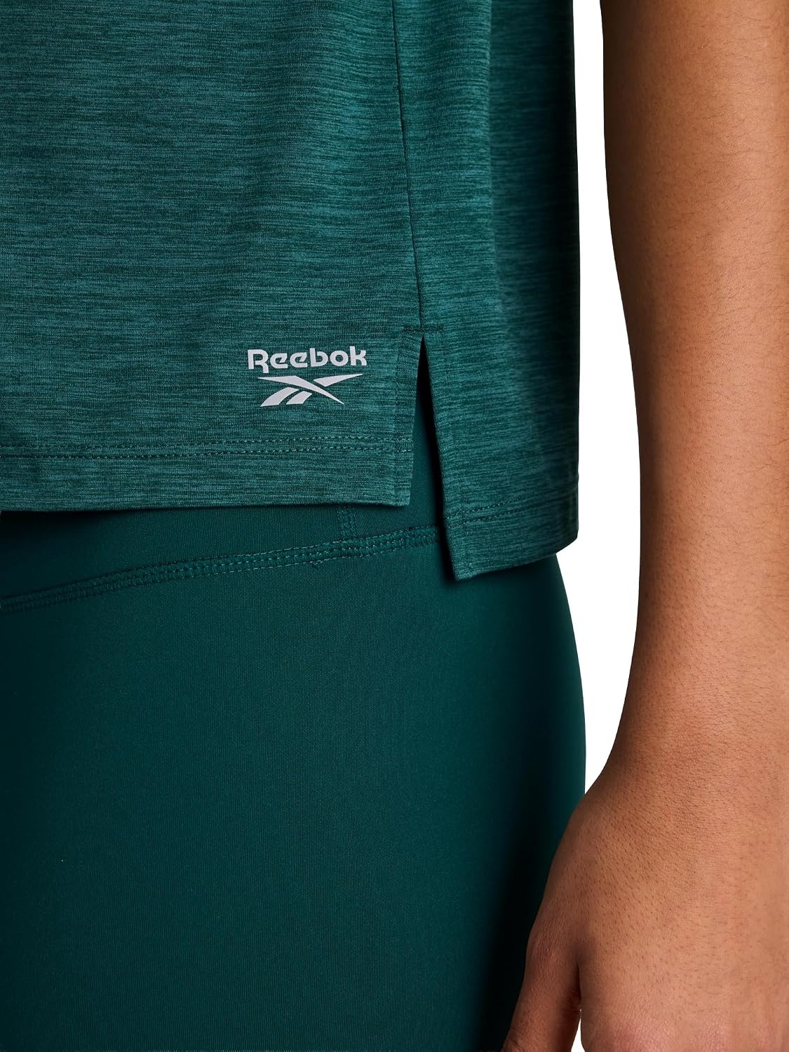 image:imageReebok Womens Flow Tshirt and 6 Short Set Slim Fit Moisture WickingMetal Green