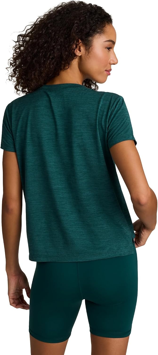 image:imageReebok Womens Flow Tshirt and 6 Short Set Slim Fit Moisture WickingMetal Green