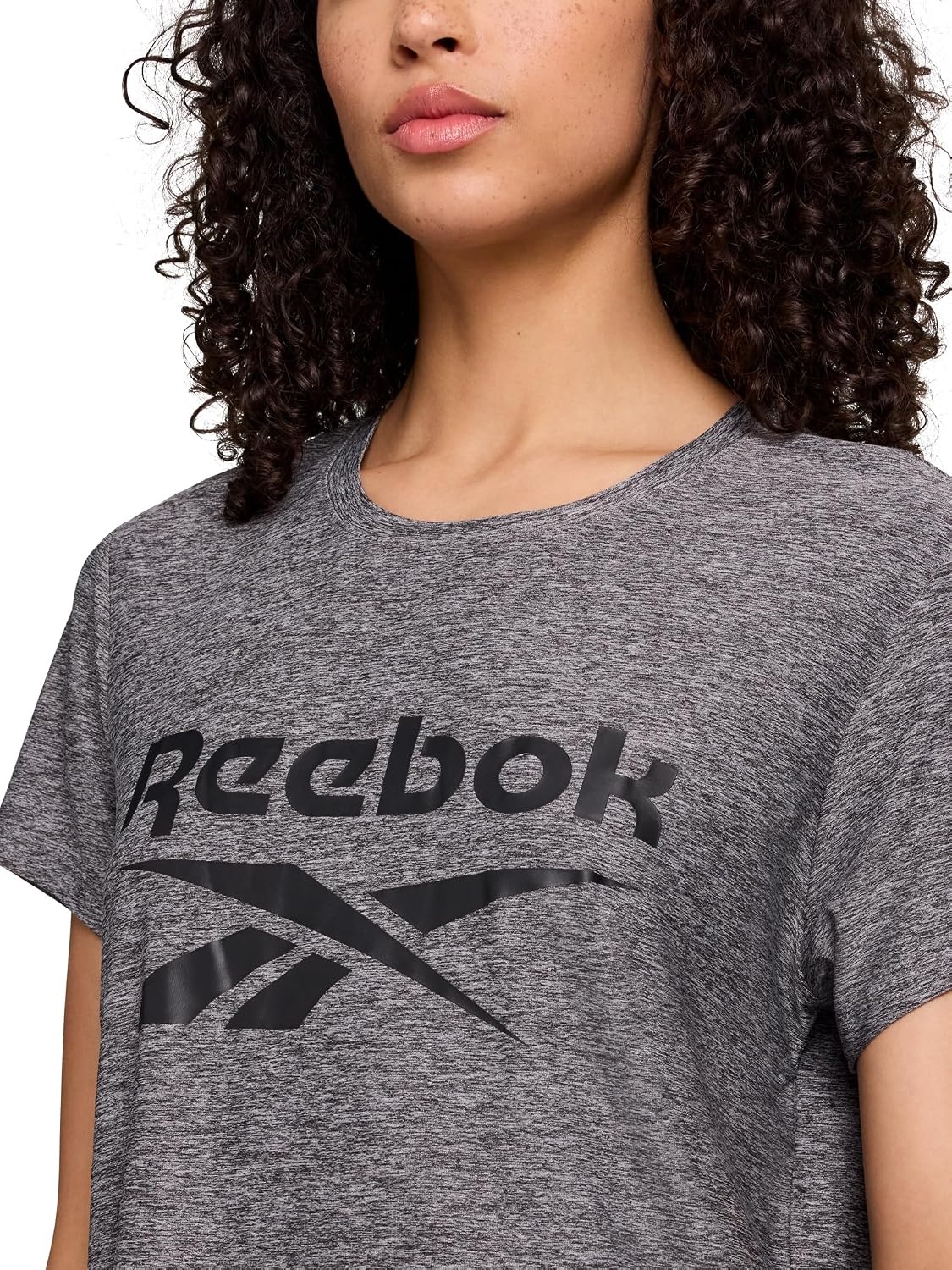 image:imageReebok Womens Glow Short Sleeve Crop Top TShirtBlack Heather