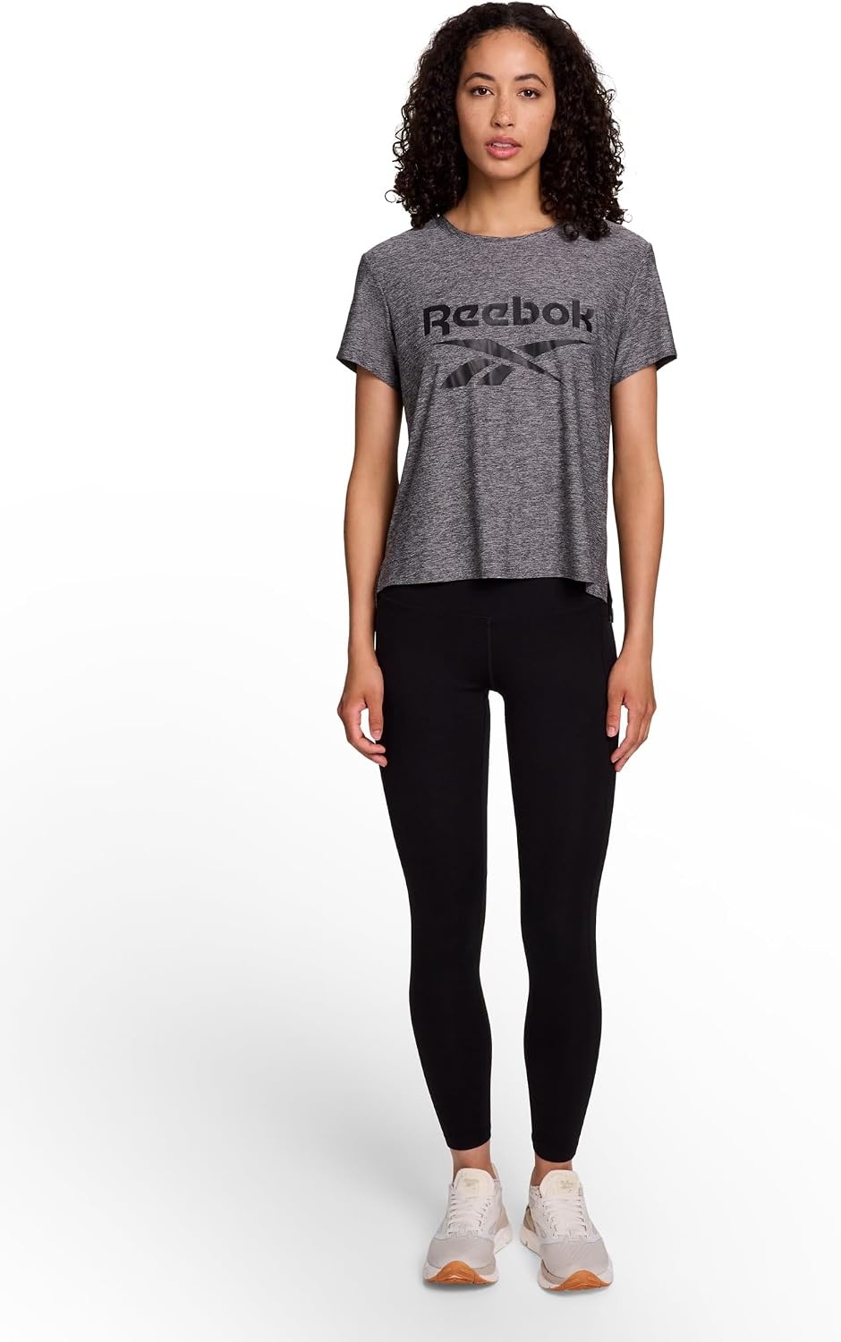 image:imageReebok Womens Glow Short Sleeve Crop Top TShirtBlack Heather