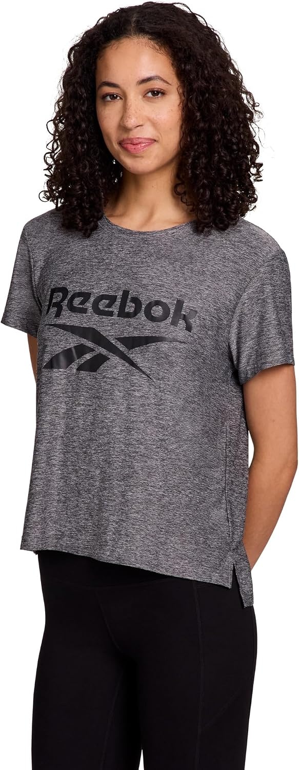 image:imageReebok Womens Glow Short Sleeve Crop Top TShirtBlack Heather