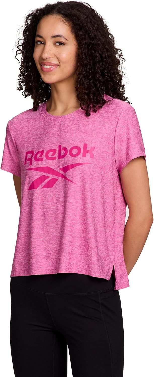 image:imageReebok Womens Glow Short Sleeve Crop Top TShirtRaspberry Rose Heather