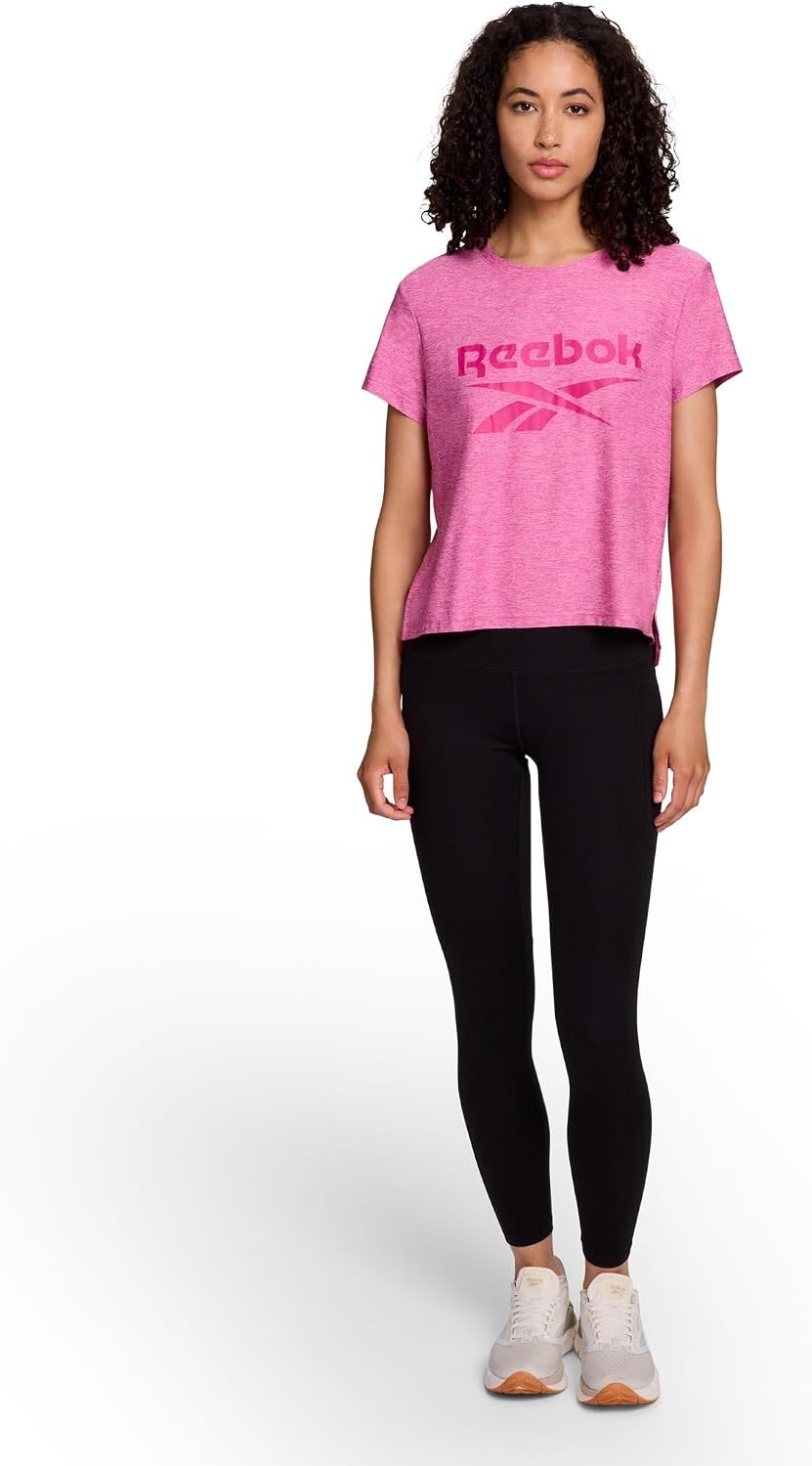 image:imageReebok Womens Glow Short Sleeve Crop Top TShirtRaspberry Rose Heather