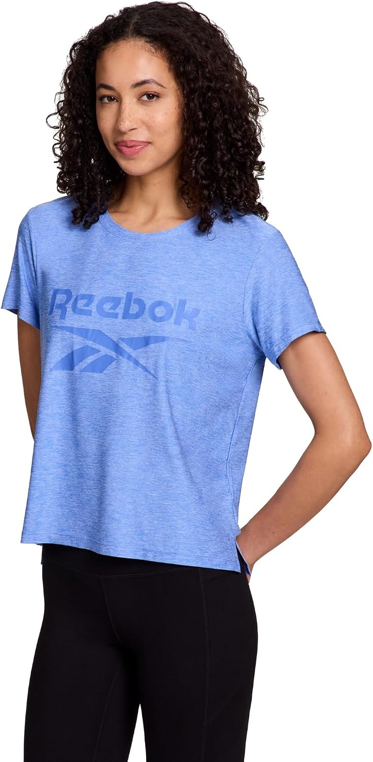 image:imageReebok Womens Glow Short Sleeve Crop Top TShirtUltramarine Heather