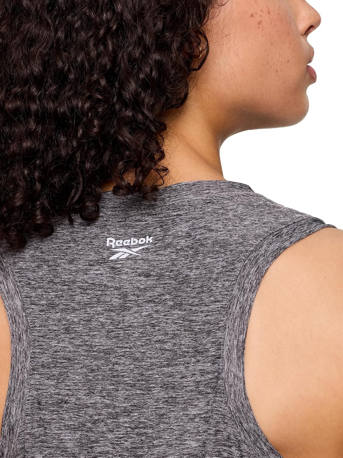 image:imageReebok Womens Glow Sleeveless Cropped Tank TopBlack Heather