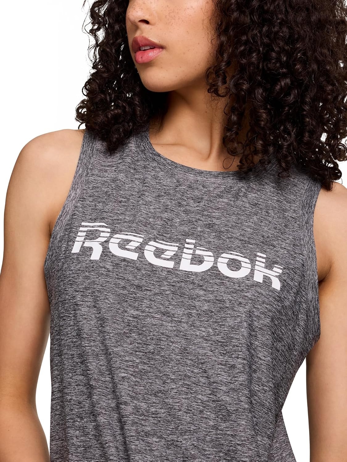 image:imageReebok Womens Glow Sleeveless Cropped Tank TopBlack Heather