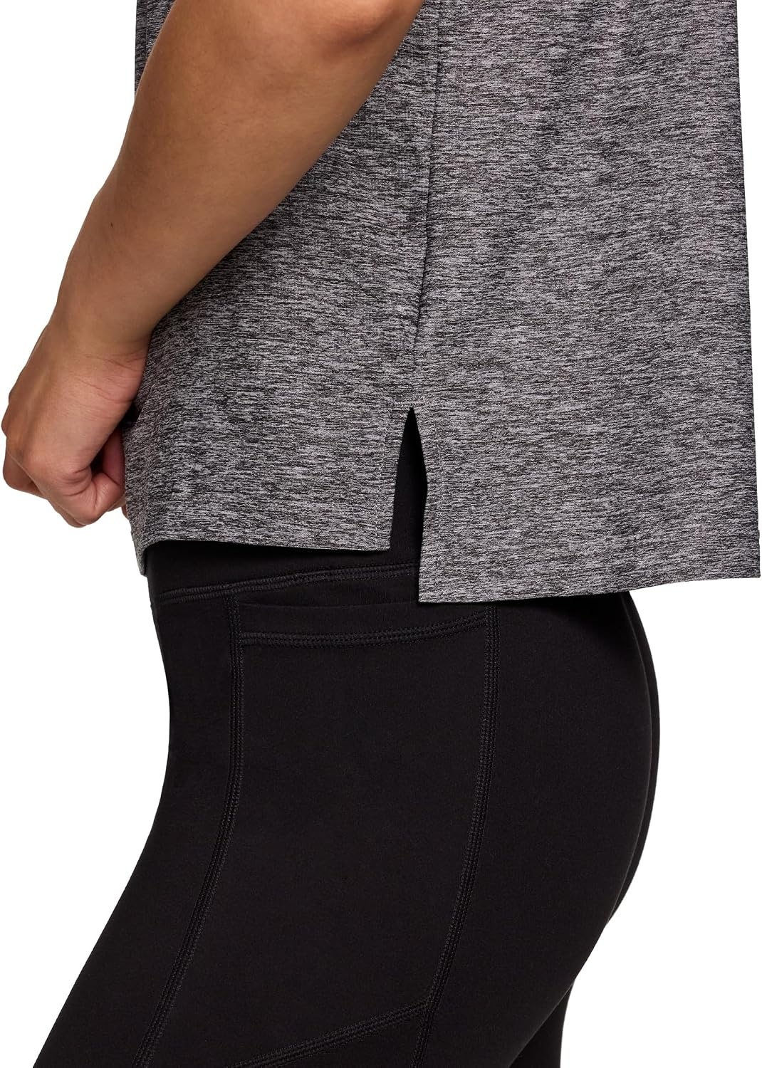image:imageReebok Womens Glow Sleeveless Cropped Tank TopBlack Heather
