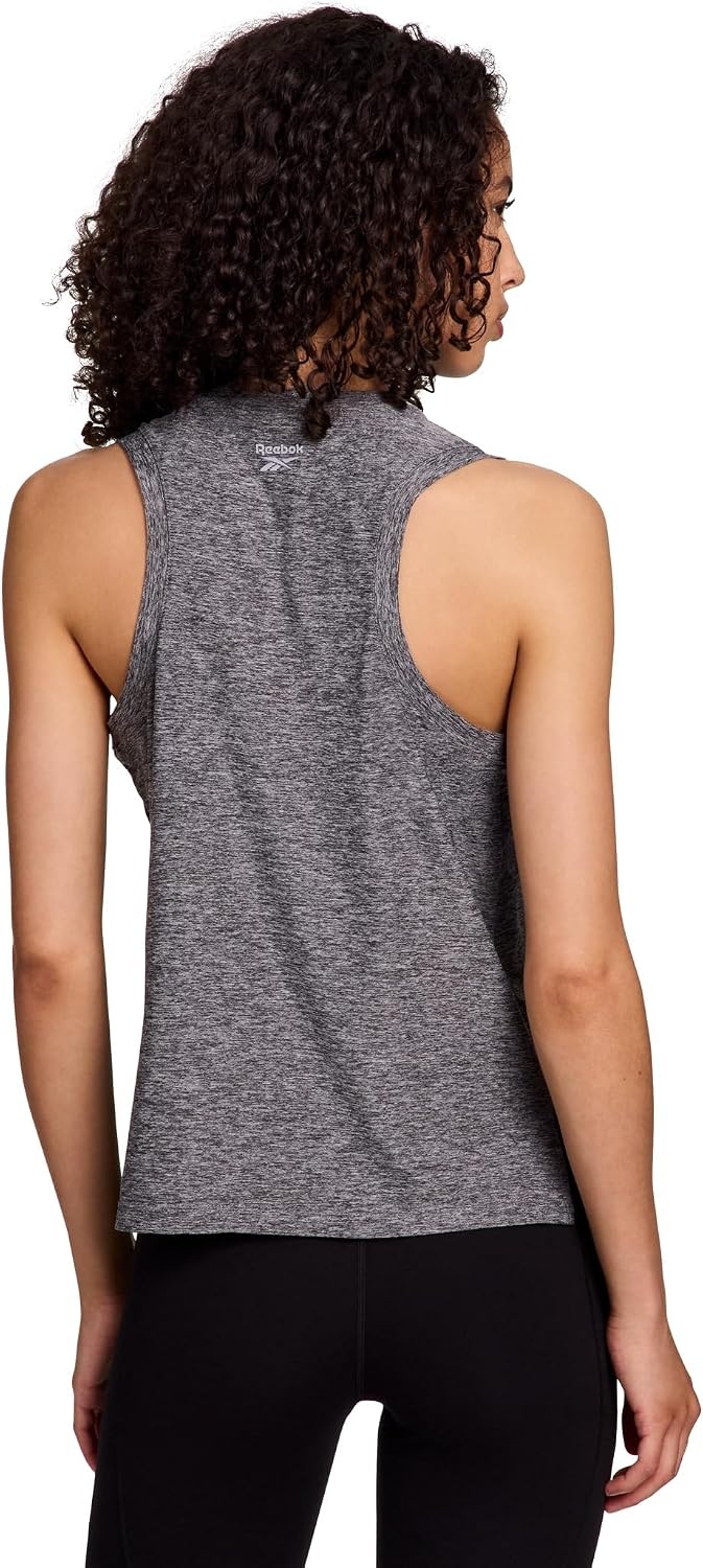 image:imageReebok Womens Glow Sleeveless Cropped Tank TopBlack Heather
