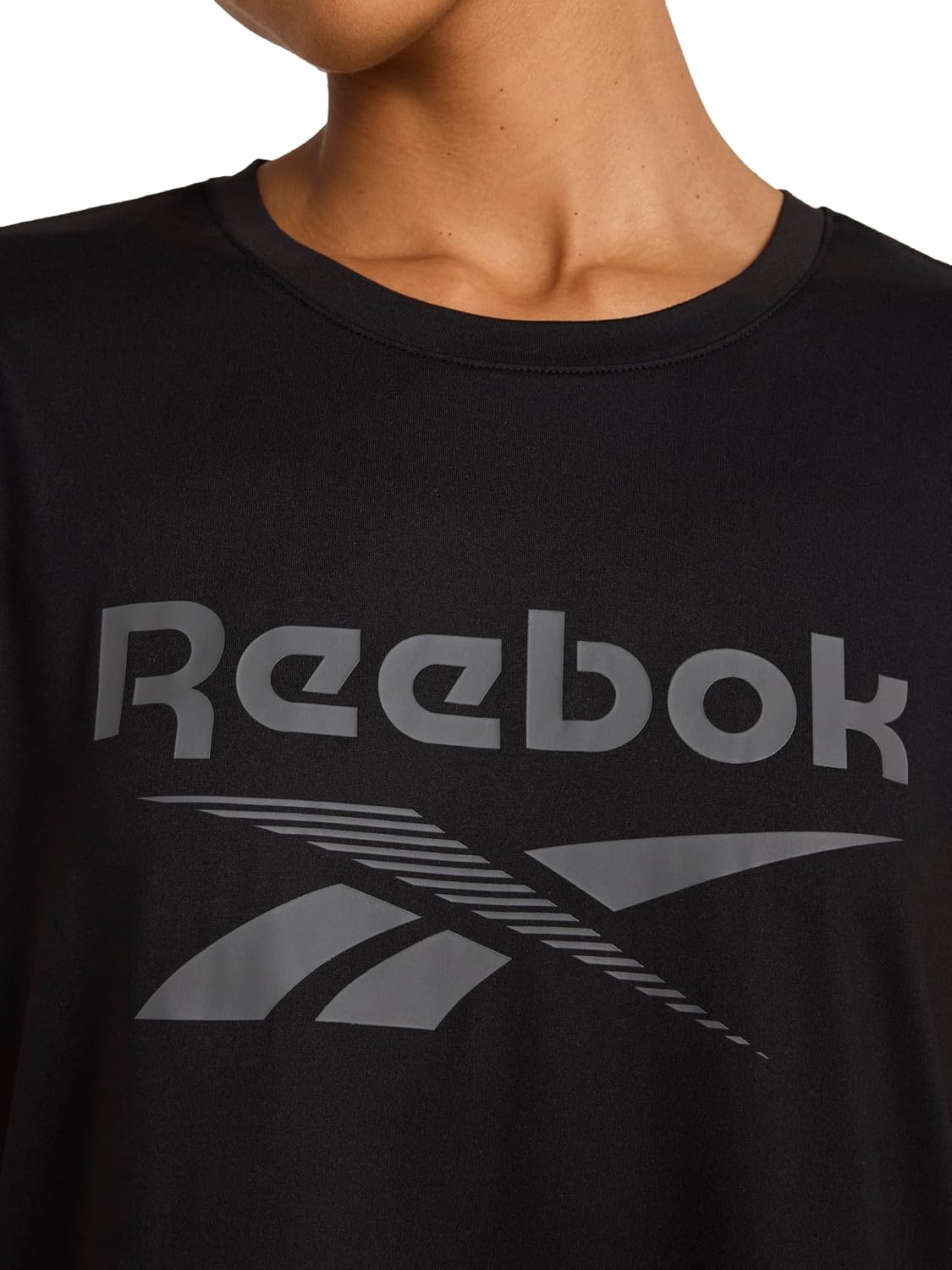 image:imageReebok Womens Graphic Crewneck TShirtBlack Lockup