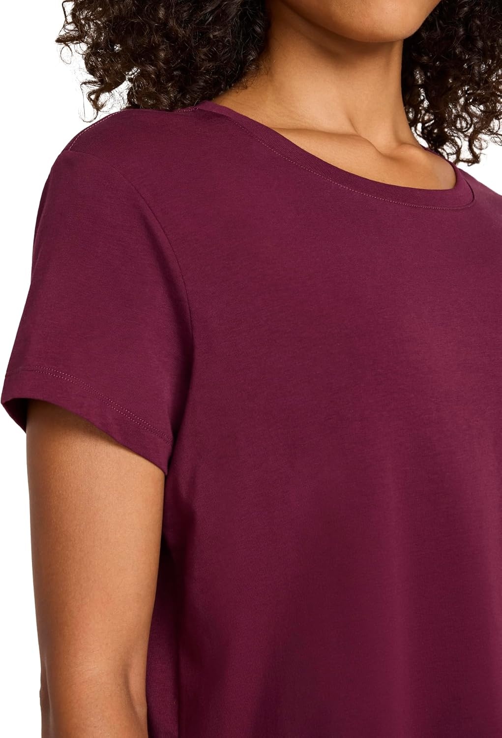 image:imageReebok Womens Hit Graphic Crewneck TShirt Standard Fit Lightweight Stretch Cotton FabricBlack Cherry