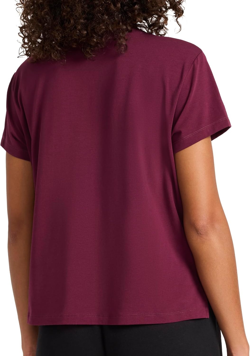 image:imageReebok Womens Hit Graphic Crewneck TShirt Standard Fit Lightweight Stretch Cotton FabricBlack Cherry