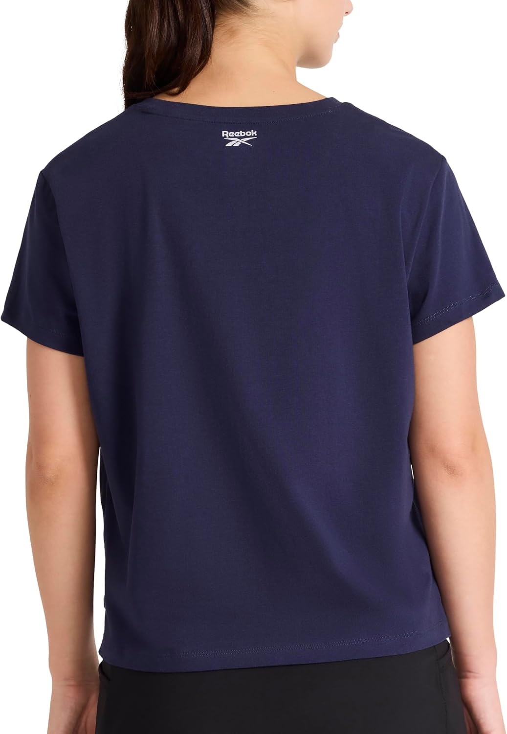 image:imageReebok Womens Hit Graphic Crewneck TShirt Standard Fit Lightweight Stretch Cotton FabricVector Navy