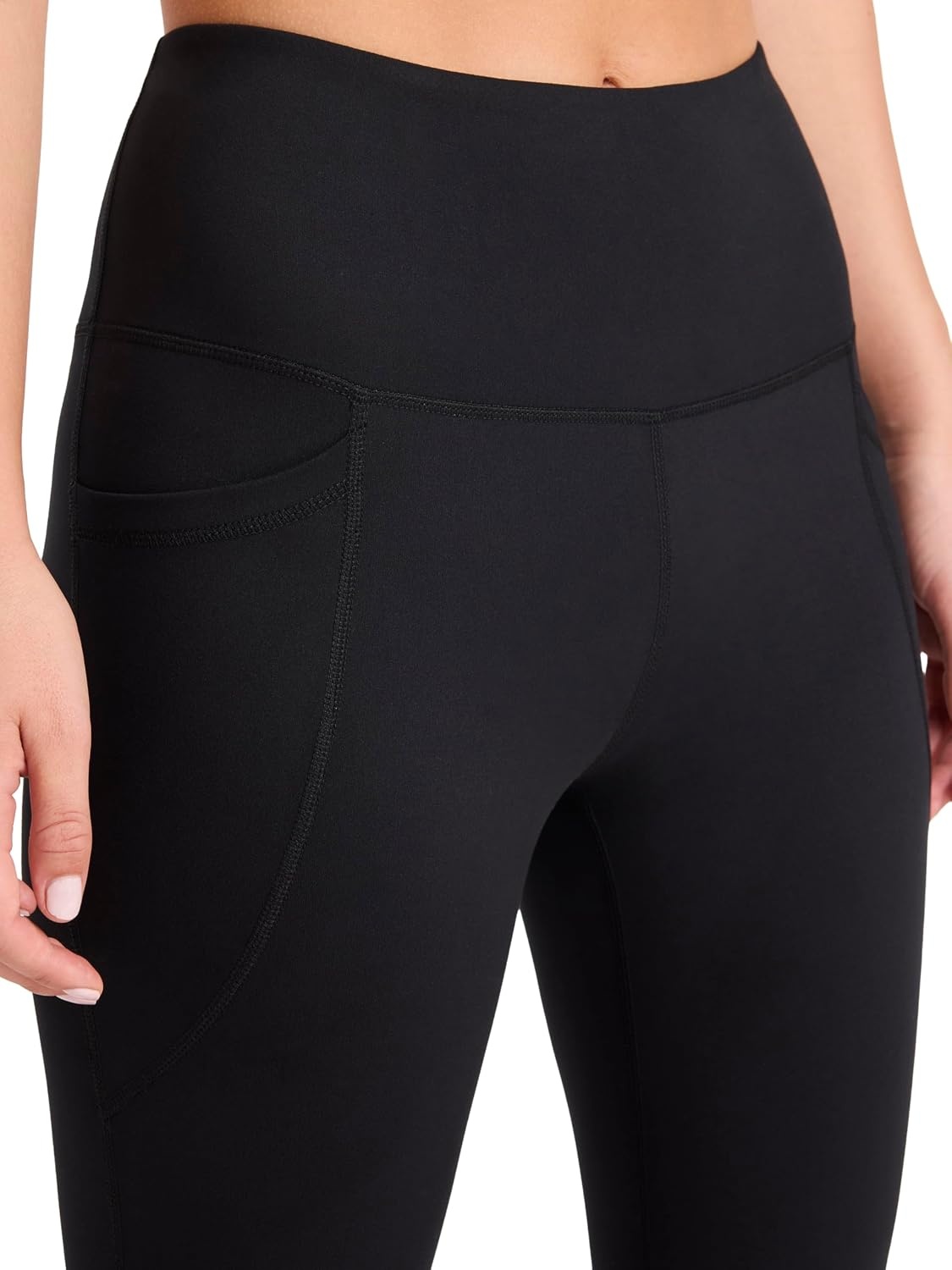 image:imageReebok Womens Id Train Capri Slim Fit 20 Inseam Lightweight Stretch Poly Motion Interlock Fabric MoistureWickingOriginal Black
