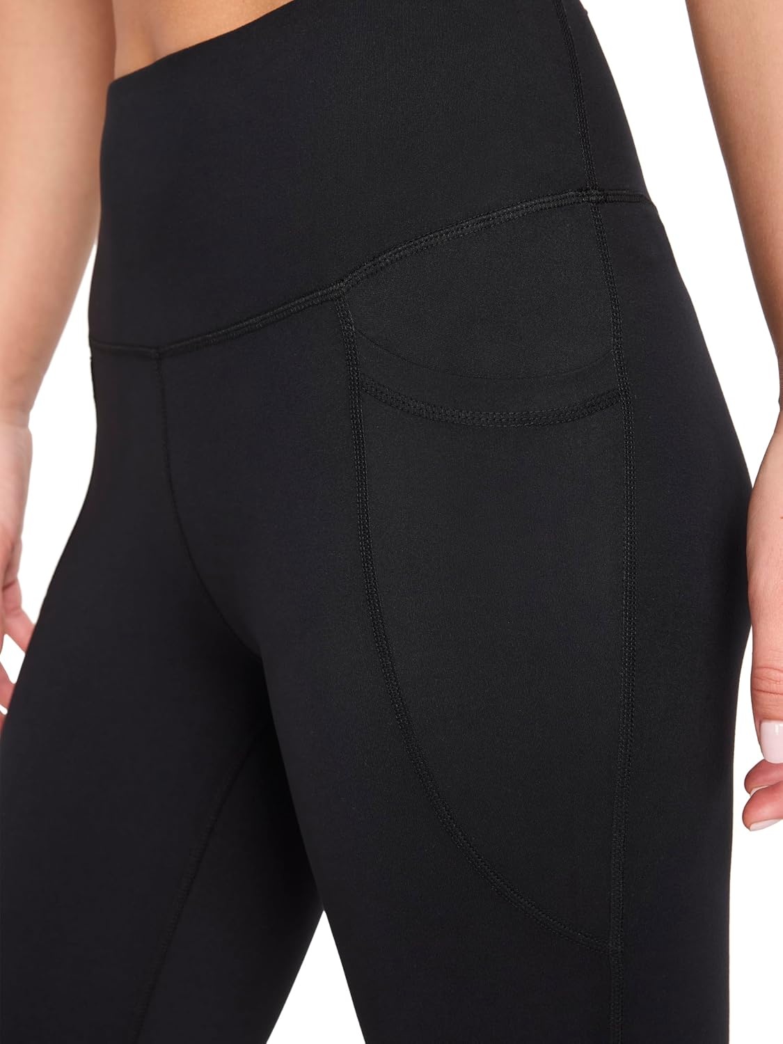 image:imageReebok Womens Id Train Capri Slim Fit 20 Inseam Lightweight Stretch Poly Motion Interlock Fabric MoistureWickingOriginal Black