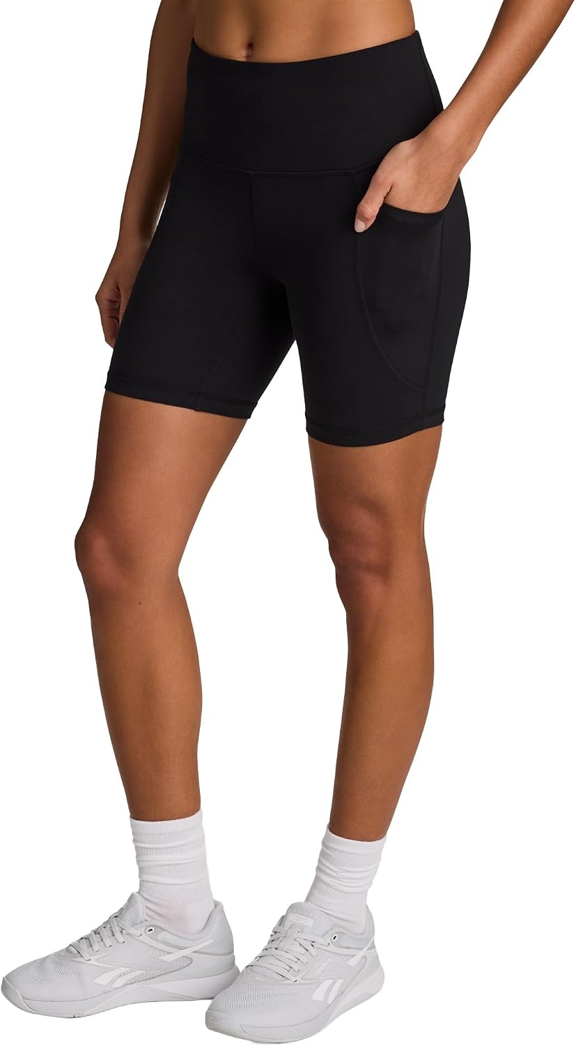 image:imageReebok Womens Id Train Hr 6 Bike Short Slim Fit Lightweight Poly Interlock Fabric MoistureWickingBlack