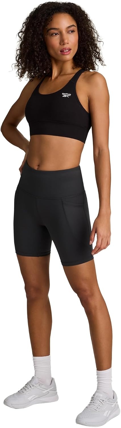 image:imageReebok Womens Id Train Hr 6 Bike Short Slim Fit Lightweight Poly Interlock Fabric MoistureWickingGrey