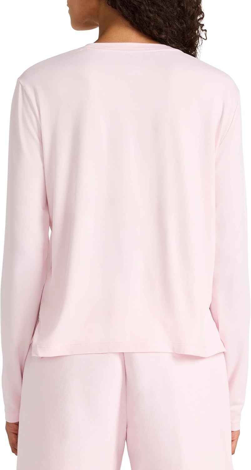 image:imageReebok Womens Long Sleeve Crewneck Top Standard Fit Lightweight Stretch Poly Marled Jersey FabricFrosted Berry