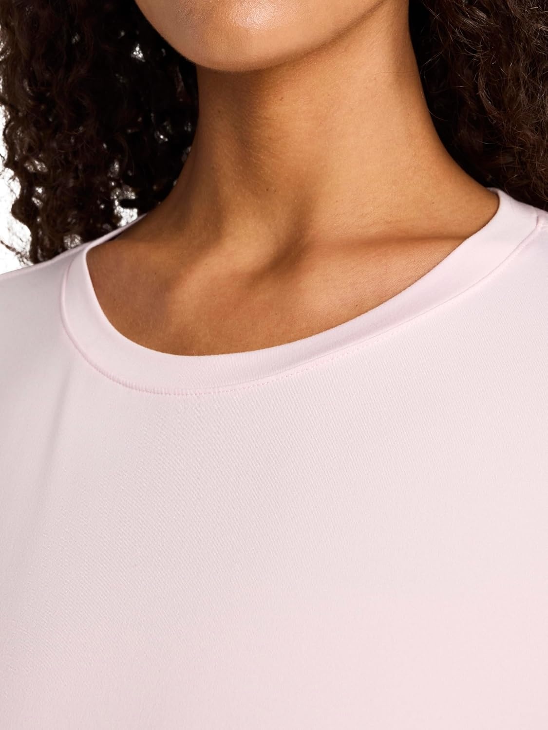 image:imageReebok Womens Long Sleeve Crewneck Top Standard Fit Lightweight Stretch Poly Marled Jersey FabricFrosted Berry