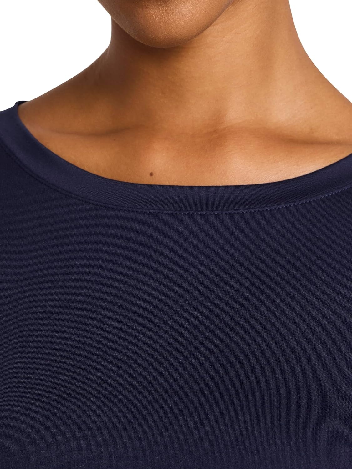 image:imageReebok Womens Long Sleeve Crewneck Top Standard Fit Lightweight Stretch Poly Marled Jersey FabricNavy