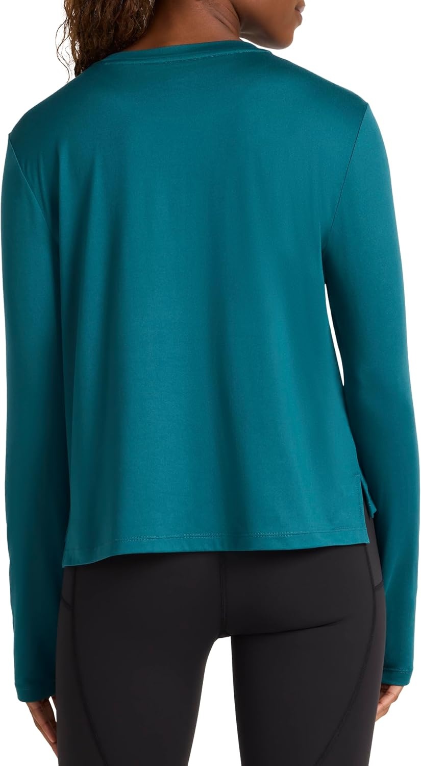 image:imageReebok Womens Long Sleeve Crewneck Top Standard Fit Lightweight Stretch Poly Marled Jersey FabricRetro Teal