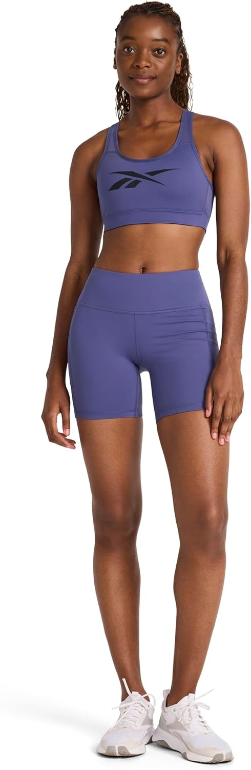 image:imageReebok Womens Lux HighRise Bike 6 Short Slim Fit Lightweight Stretch Nylon Fabric MoistureWickingTwilight Purple