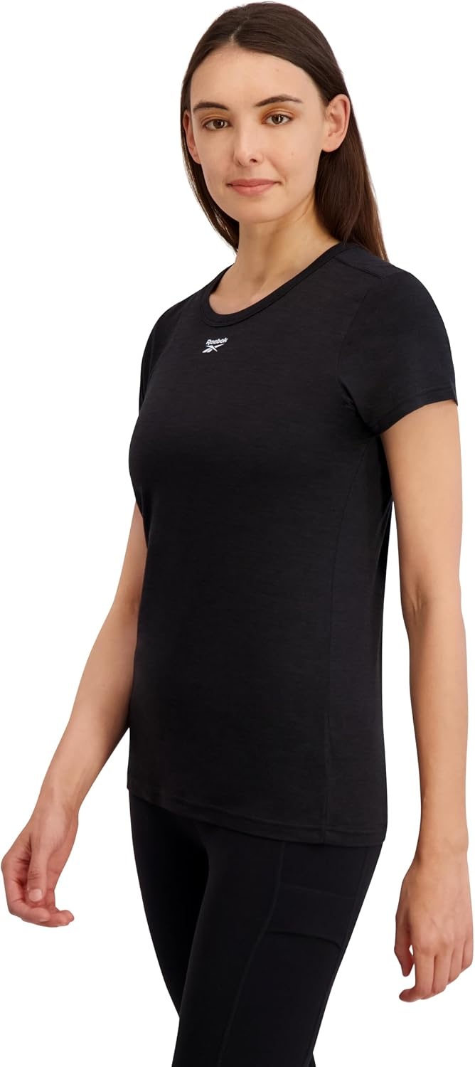 image:imageReebok Womens Off The Charts Performance Crewneck TShirtBlack Heather