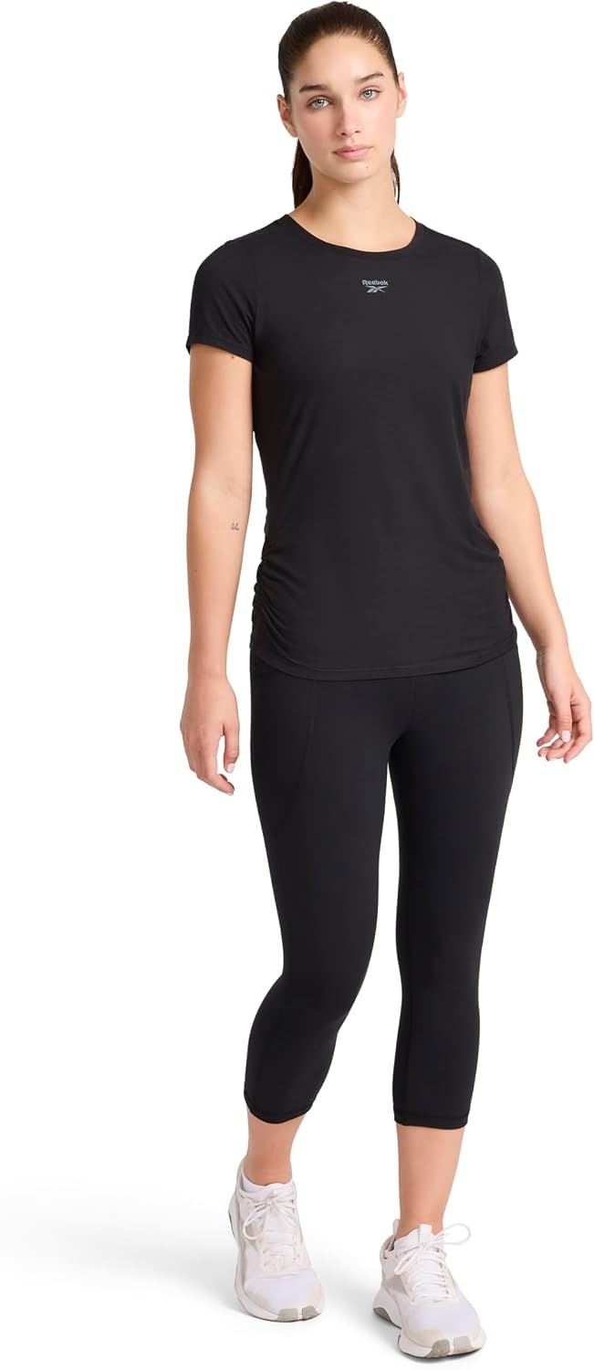 image:imageReebok Womens Ruched Short Sleeve Crewneck TShirtBlack