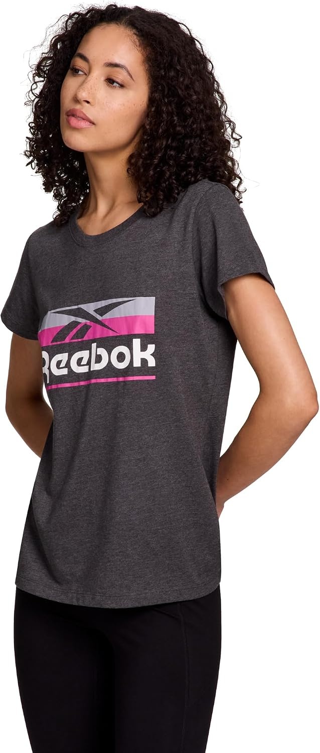 image:imageReebok Womens Short Sleeve Knockout Performance TShirtCharcoal Heather