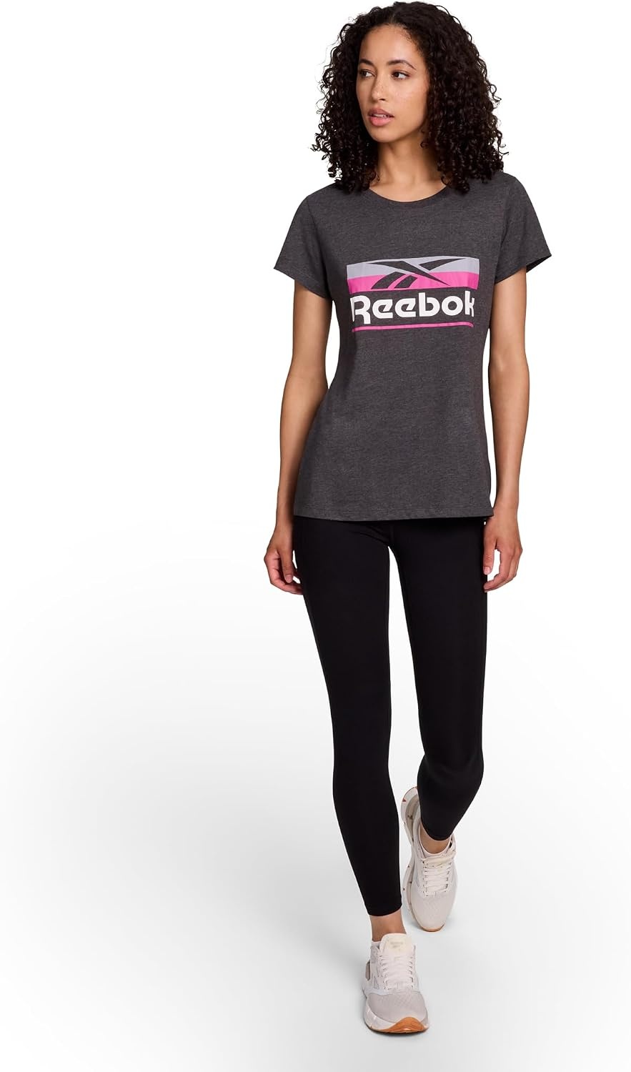 image:imageReebok Womens Short Sleeve Knockout Performance TShirtCharcoal Heather