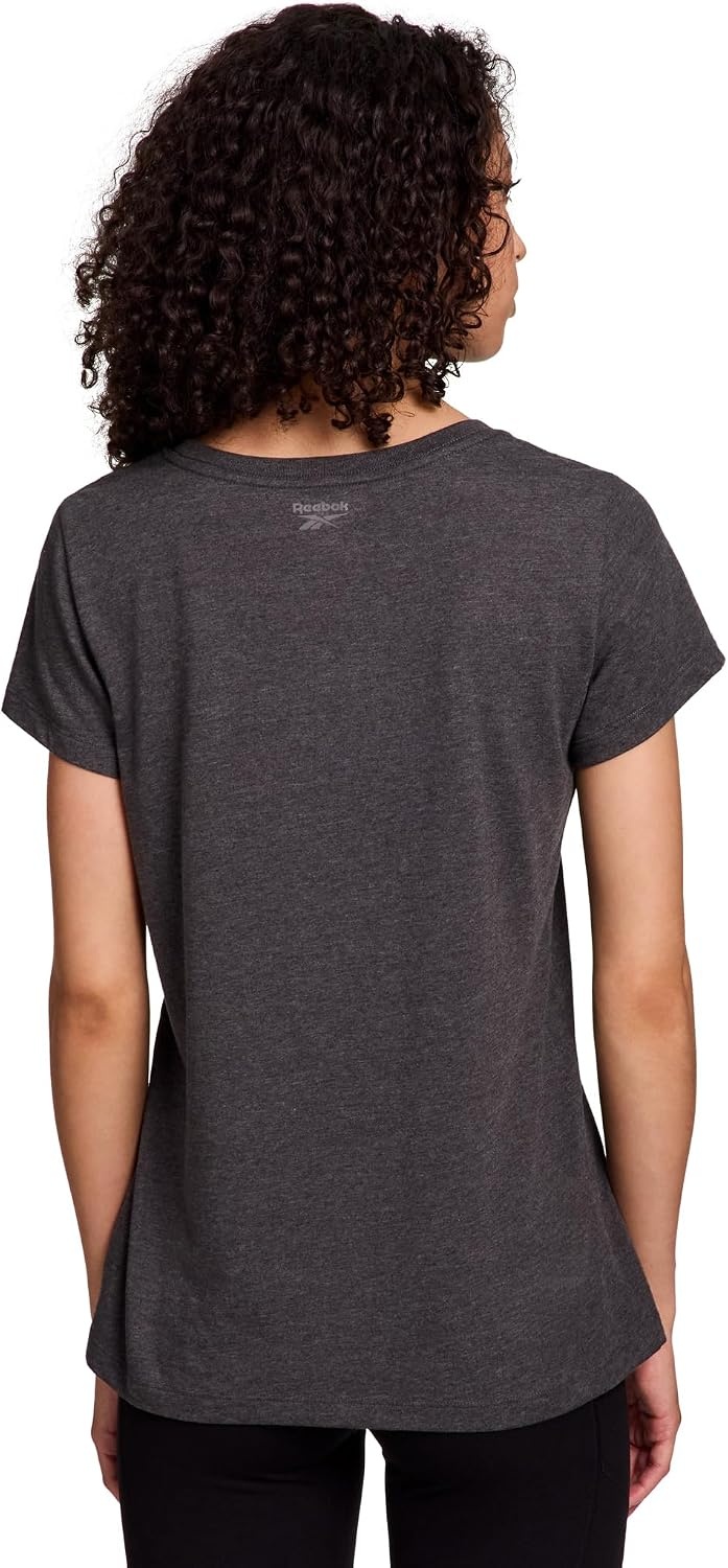 image:imageReebok Womens Short Sleeve Knockout Performance TShirtCharcoal Heather