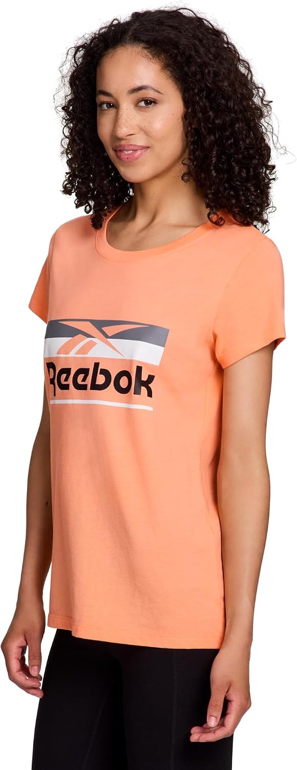 image:imageReebok Womens Short Sleeve Knockout Performance TShirtPapaya Punch Heather